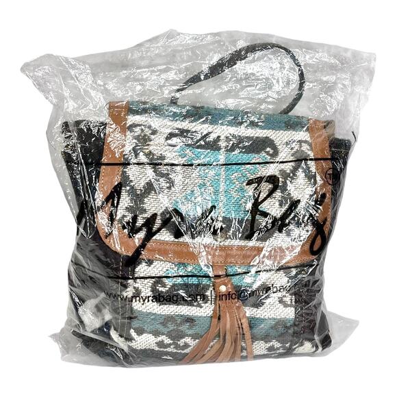 NEW Myra Tapestry & Leather Cowhide Hair BACKPACK HANDBAG 12x13" Purse Isabella - Picture 9 of 14